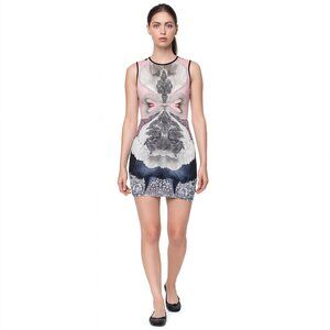 Clover Canyon swan print black pink pencil dress size M